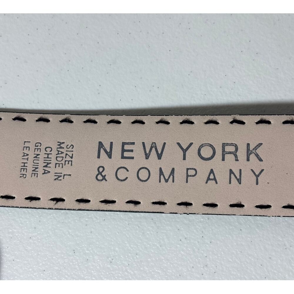 New York & Company Size L Black Genuine Suede Leather Belt w/ Circle Buckle - Picture 2 of 4